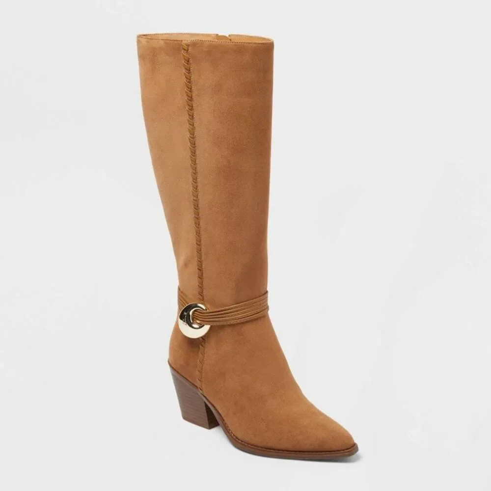 Open Box - Universal Thread - Women’s Rio Whip Stitch Tall Boots with Tan